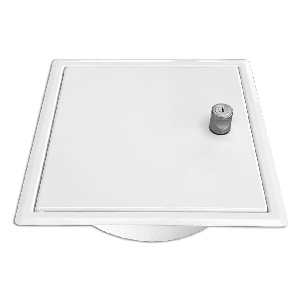 Einwurftür Metall - Weiß - doppelwandig - mit Dichtung - eckig/eckig/rund - ⌀ 300 mm