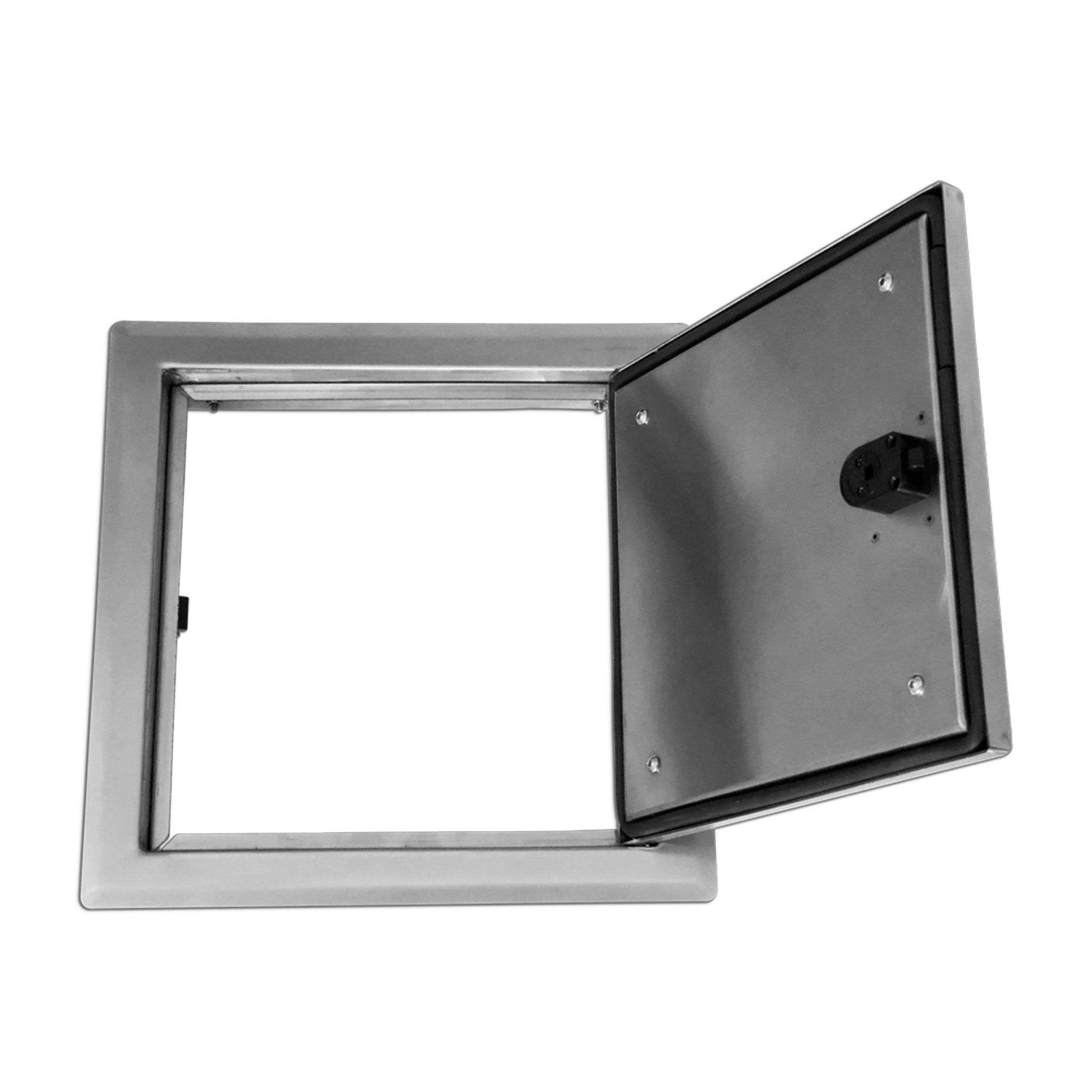 B-Waren Türe edelstahl-gebürstet mit Push-Knopf 300x300 mm