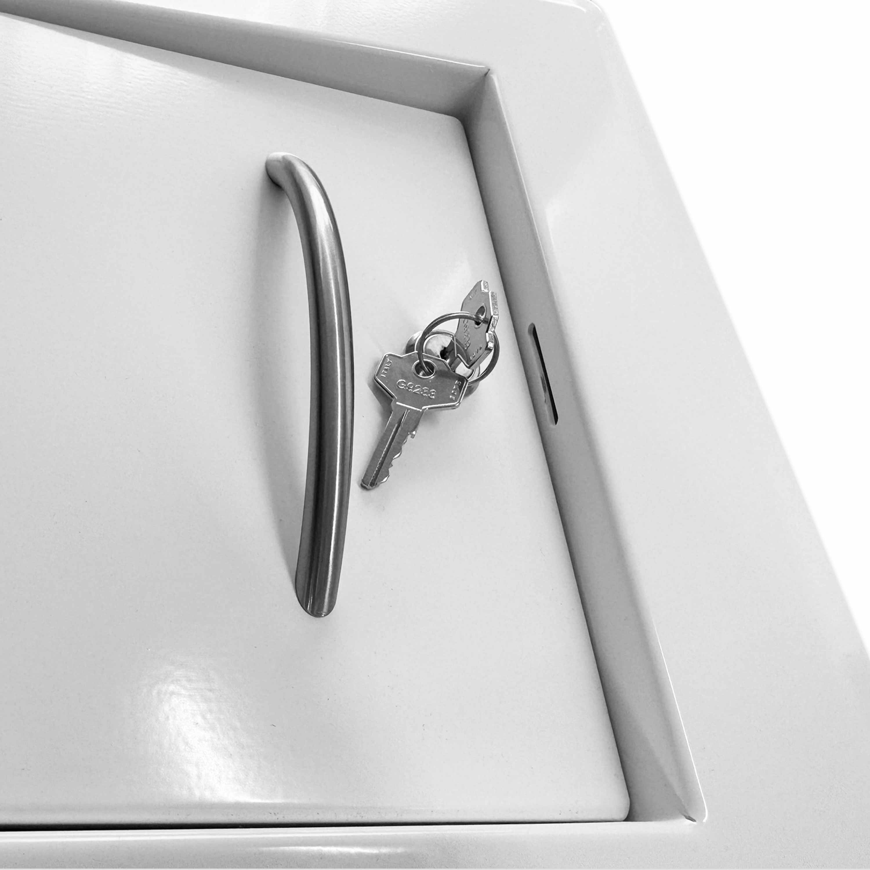 Pendel-Einwurftür Metall - Weiß - einwandig - ohne Dichtung - breiter Rahmen - 240x240 mm