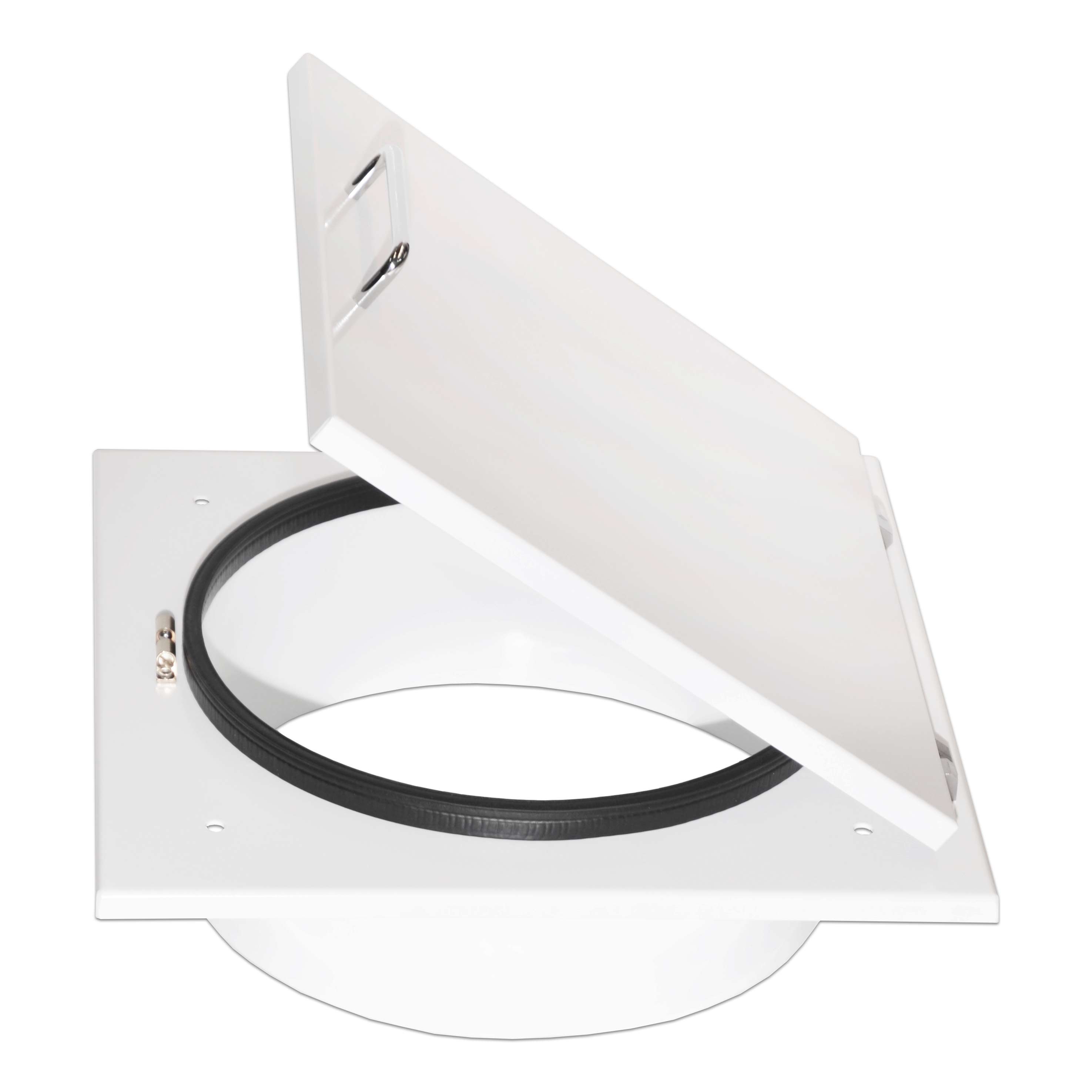 Einwurftür Metall - Weiß - einwandig - mit Dichtung - eckig/eckig/rund - ⌀ 250 mm