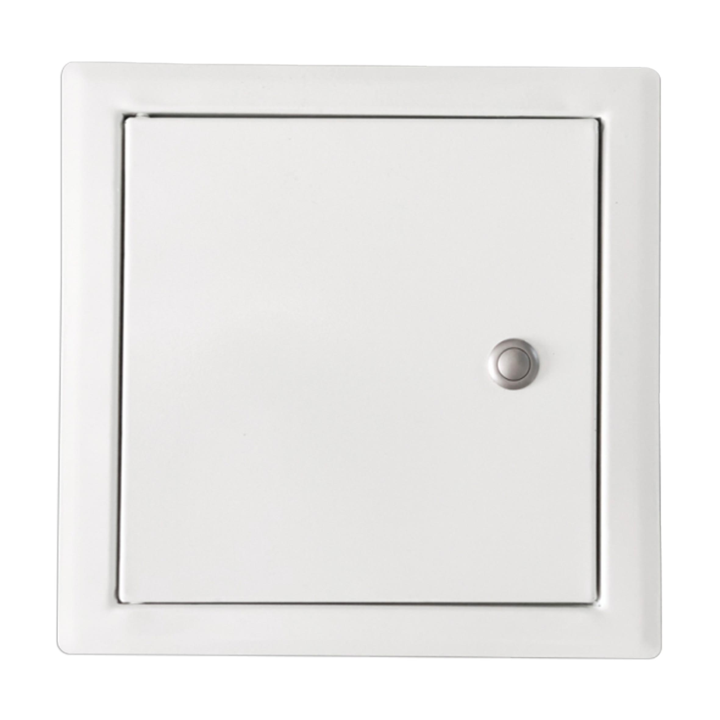 B-Waren Türe metall weiß mit Push-Knopf 300x300 mm