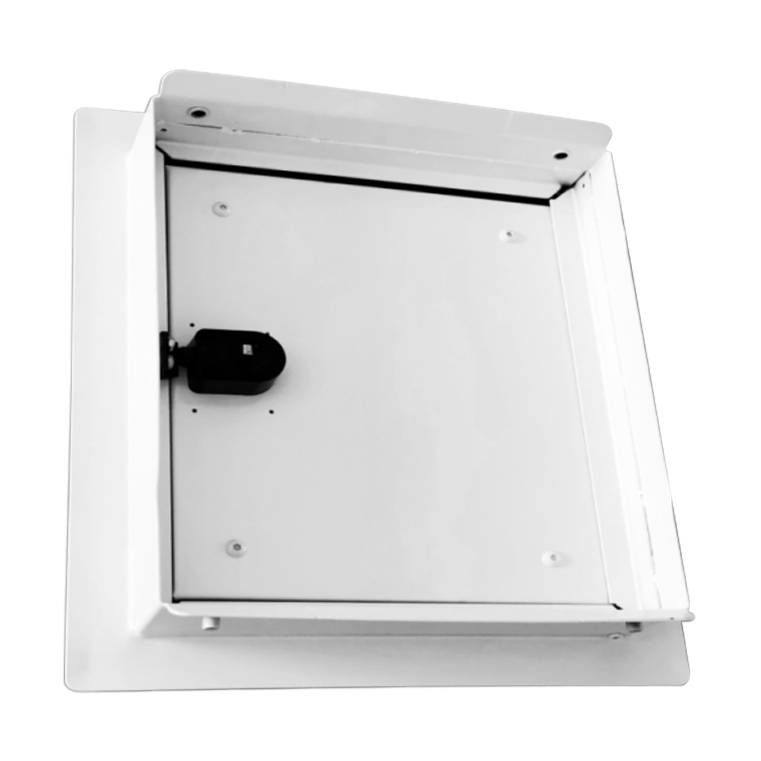 B-Waren Türe metall weiß mit Push-Knopf 300x300 mm