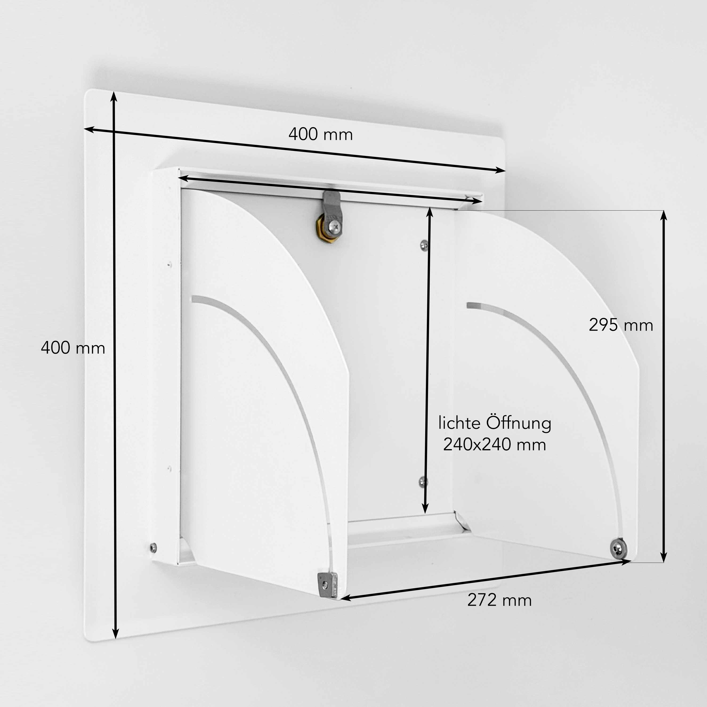 Kippmulde Metall - Weiß - doppelwandig - mit Dichtung - breiter Rahmen - 300x300 mm