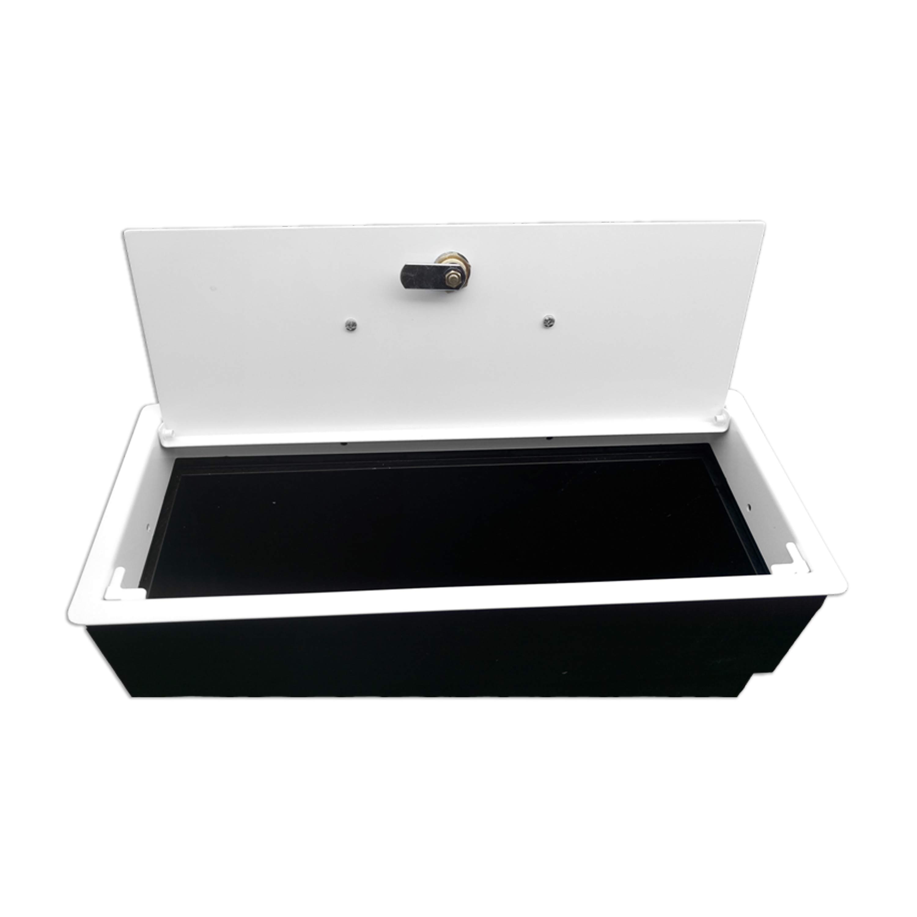 Flachkanal - Einwurftüre metall weiß mit Bügelgriff