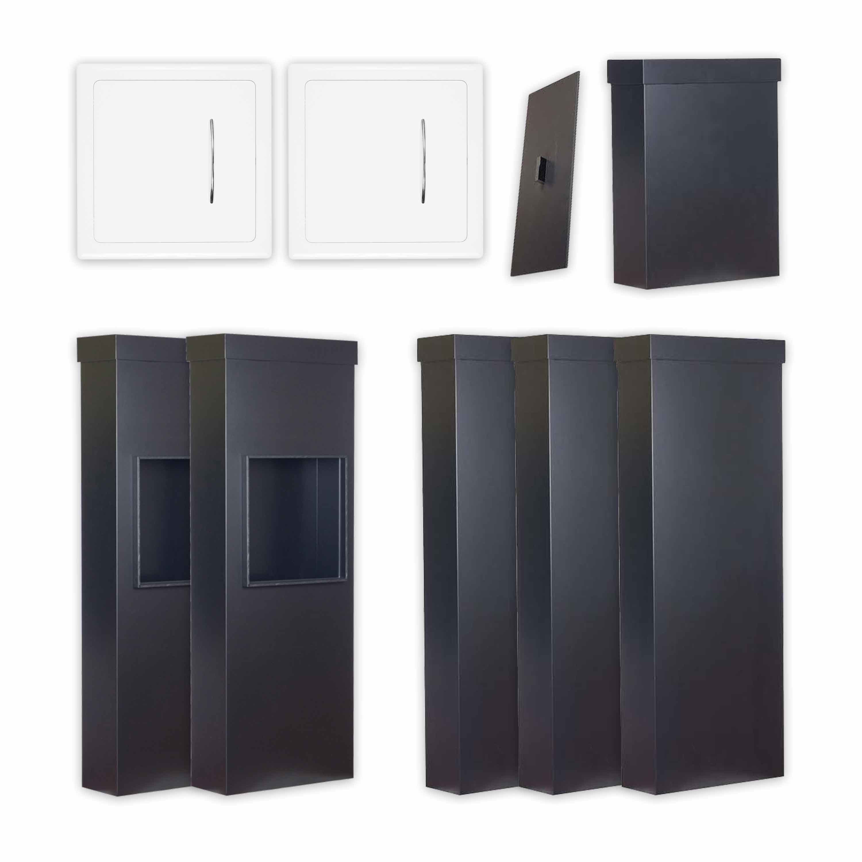 Flachkanal-Set 3 - durch zwei Geschossdecken, mit zwei Einwürfe von VORNE