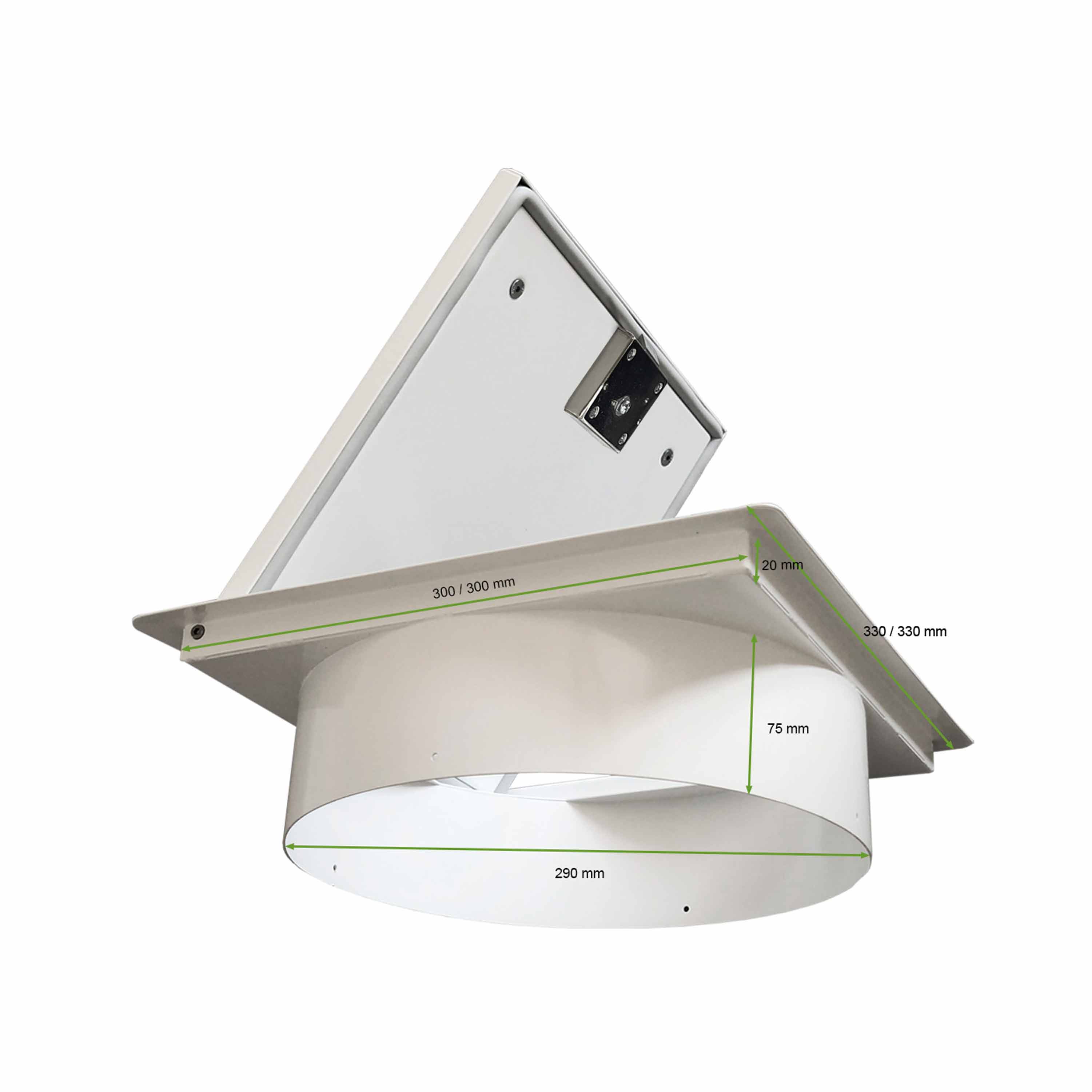 Einwurftür Metall - Weiß - doppelwandig - mit Dichtung - eckig/eckig/rund - ⌀ 300 mm