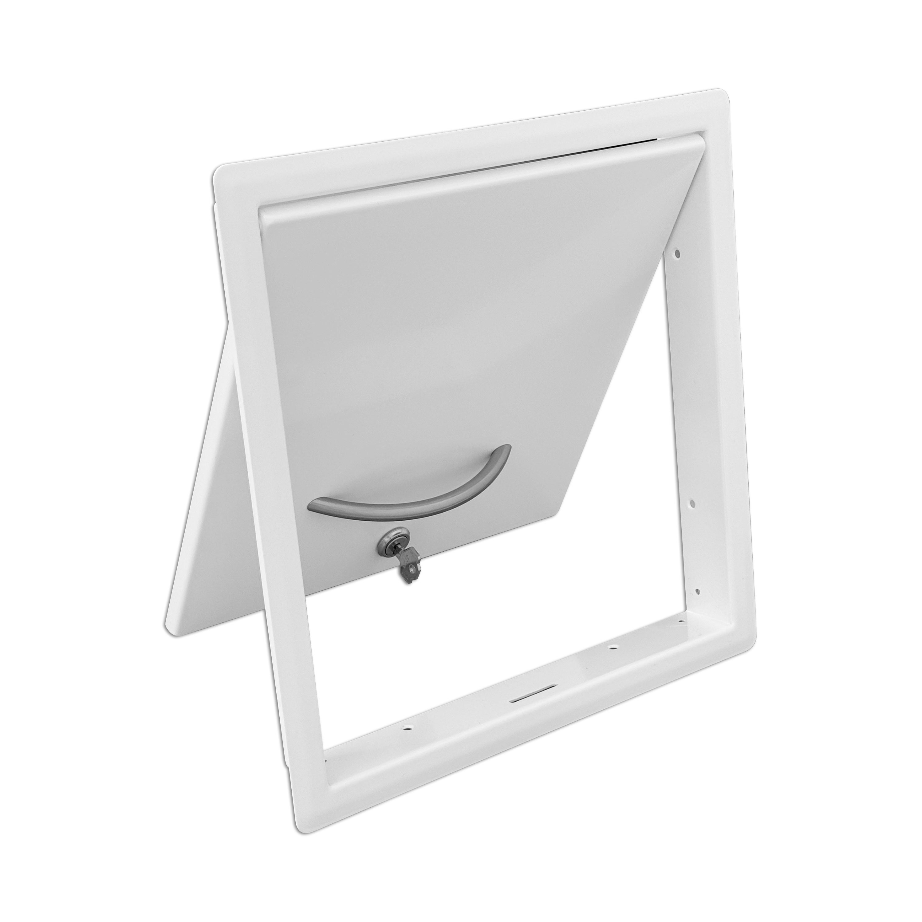 Pendel-Einwurftür Metall - Weiß - einwandig - ohne Dichtung - schmaler Rahmen - 300x300 mm