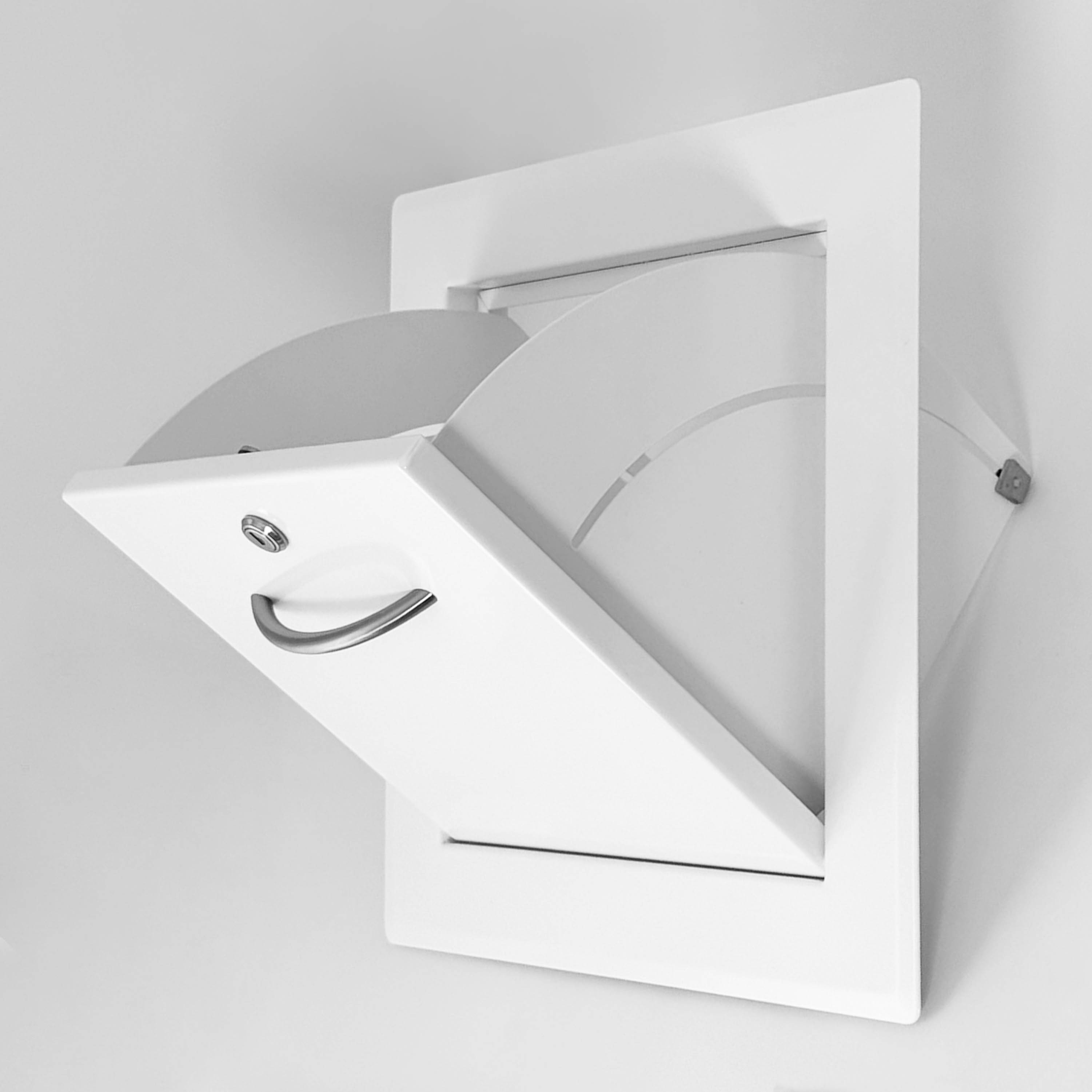 Kippmulde Metall - Weiß - doppelwandig - mit Dichtung - breiter Rahmen - 300x300 mm