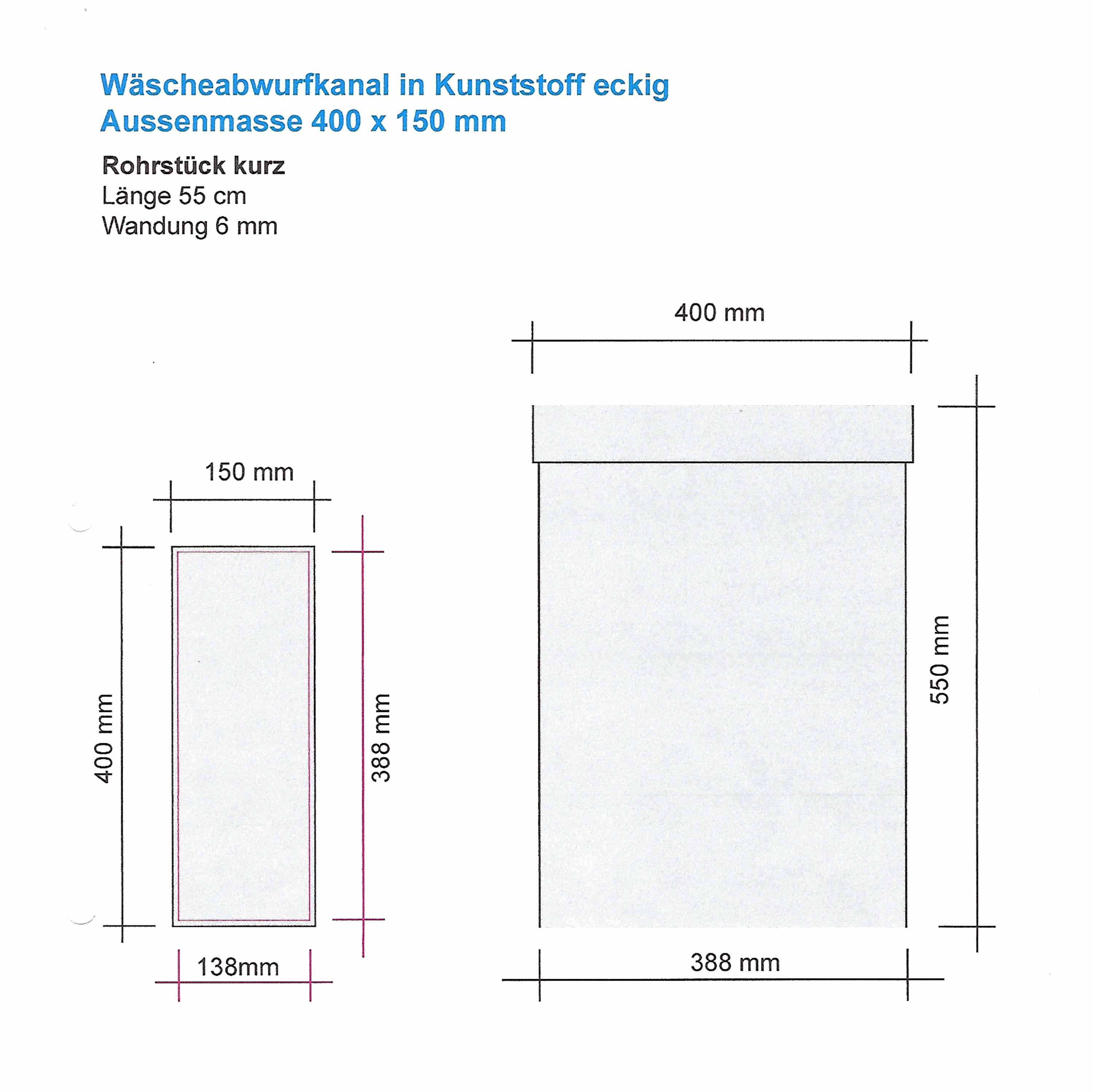 Flachkanal-Kanalteil 0,5m ABS