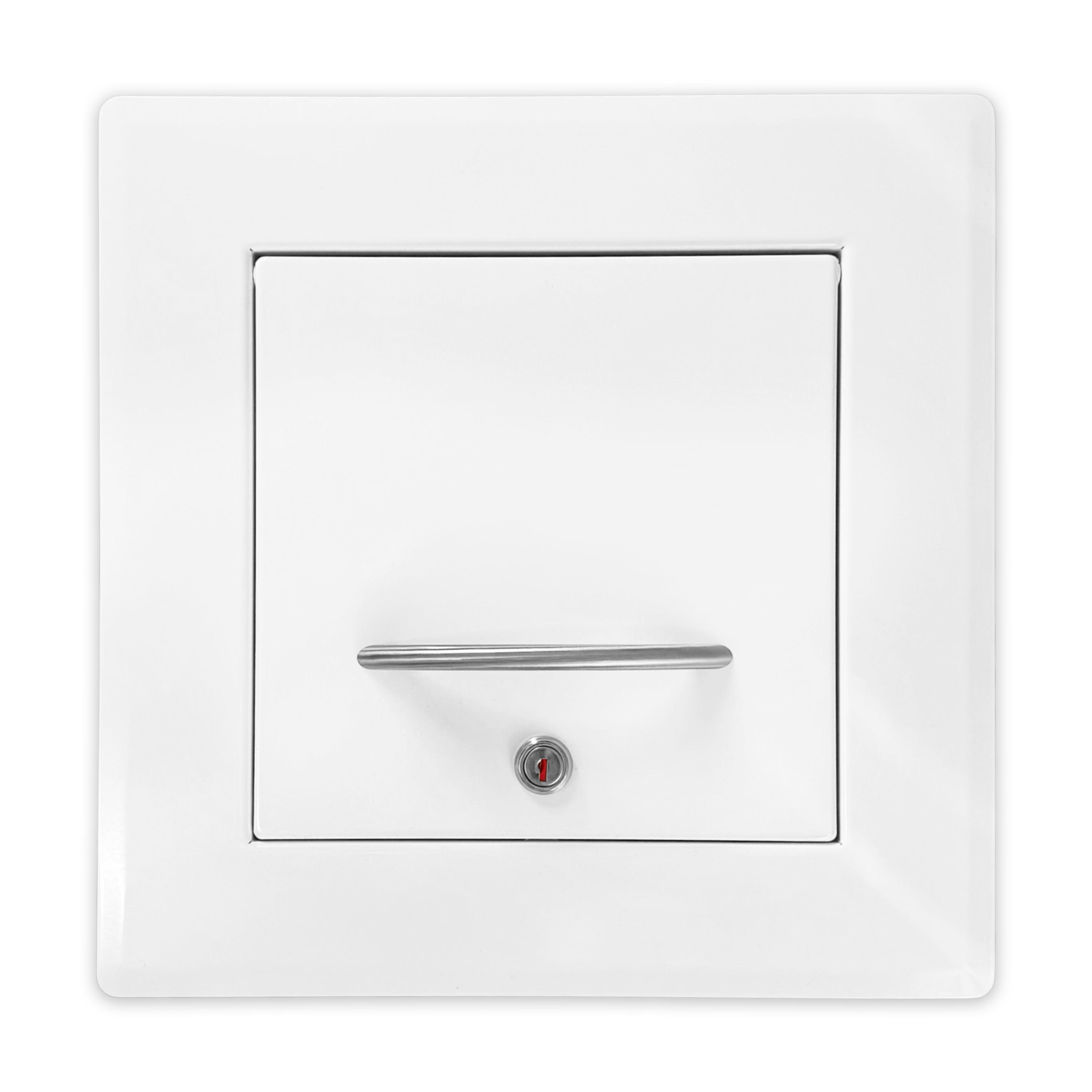 Pendel-Einwurftür Metall - Weiß - einwandig - ohne Dichtung - breiter Rahmen - 240x240 mm