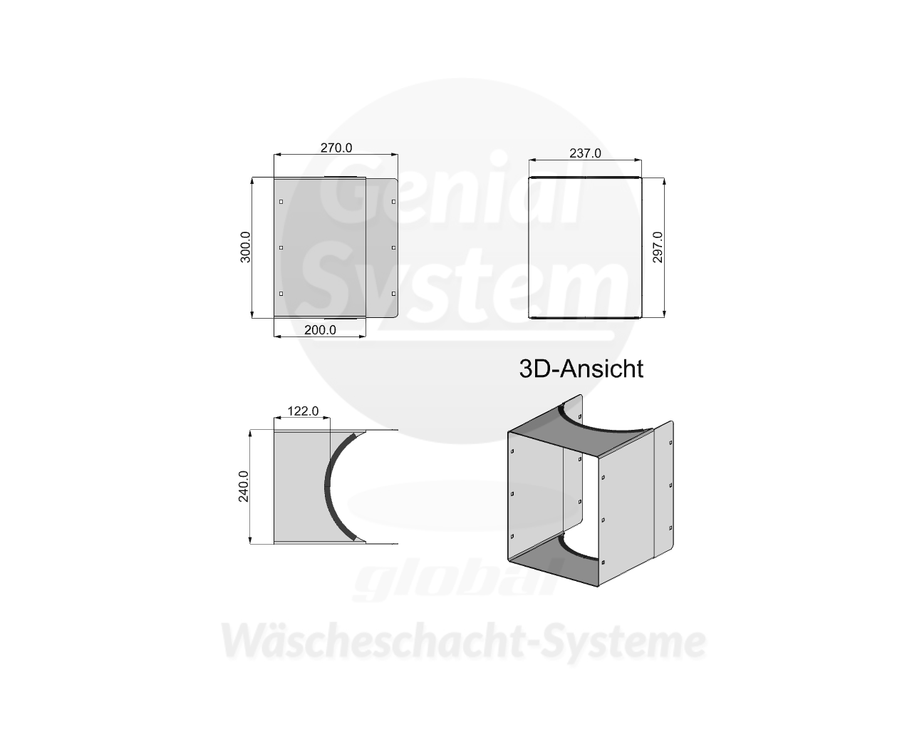 KG-Rohr Anbau-Schurre 240x300 mm