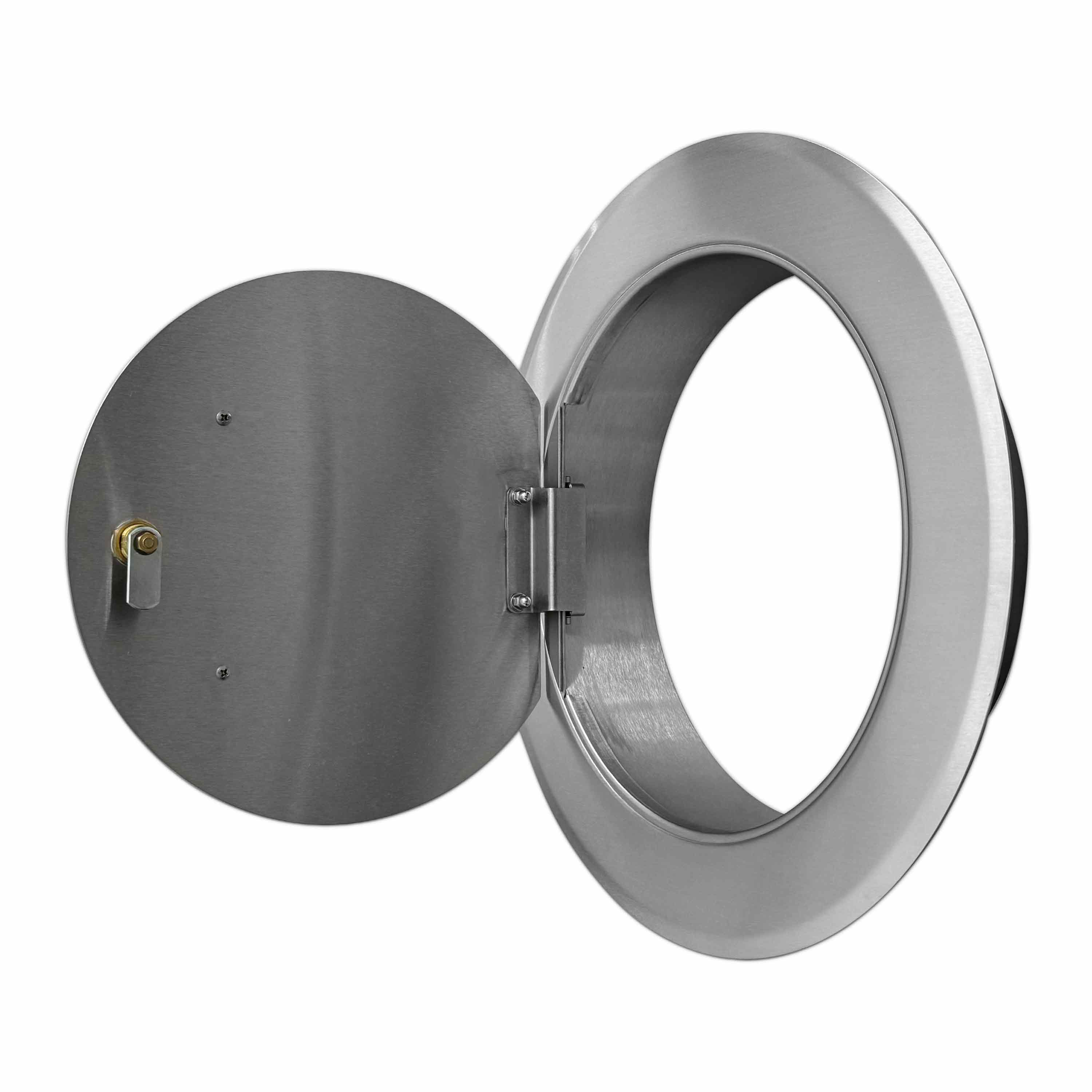 Einwurftür Metall - Edelstahl - einwandig - ohne Dichtung - schmaler Rahmen - rund/rund/rund - ⌀ 250 mm