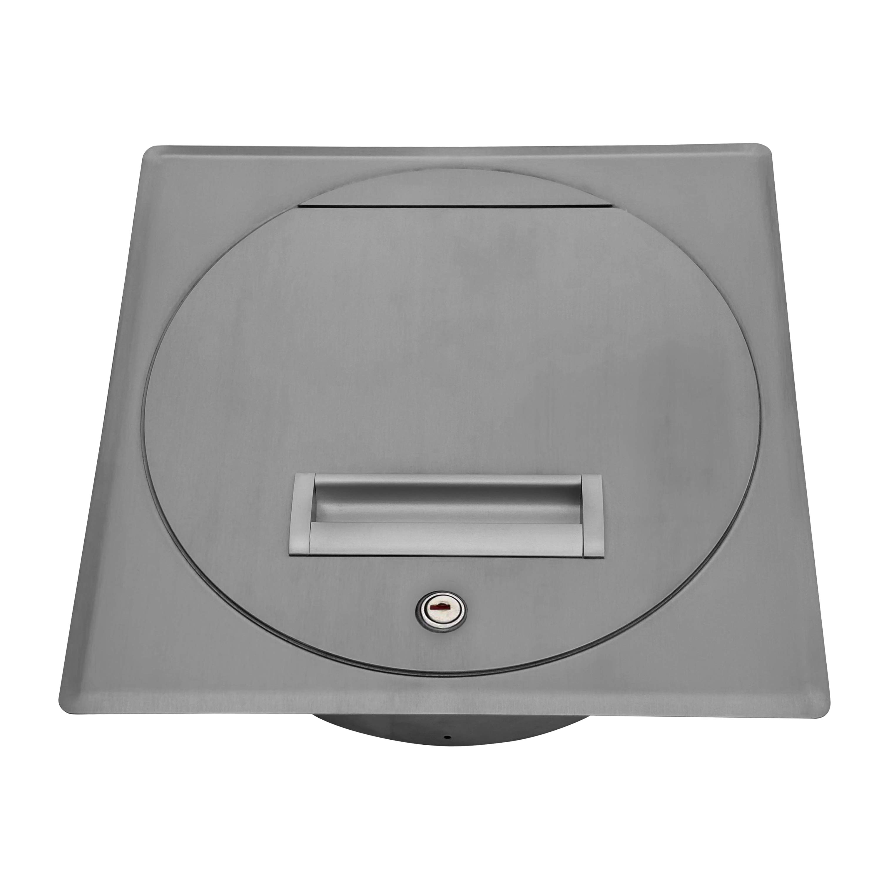 Einwurftür Metall - Edelstahl - einwandig - ohne Dichtung - schmaler Rahmen - eckig/rund/rund - ⌀ 300 mm